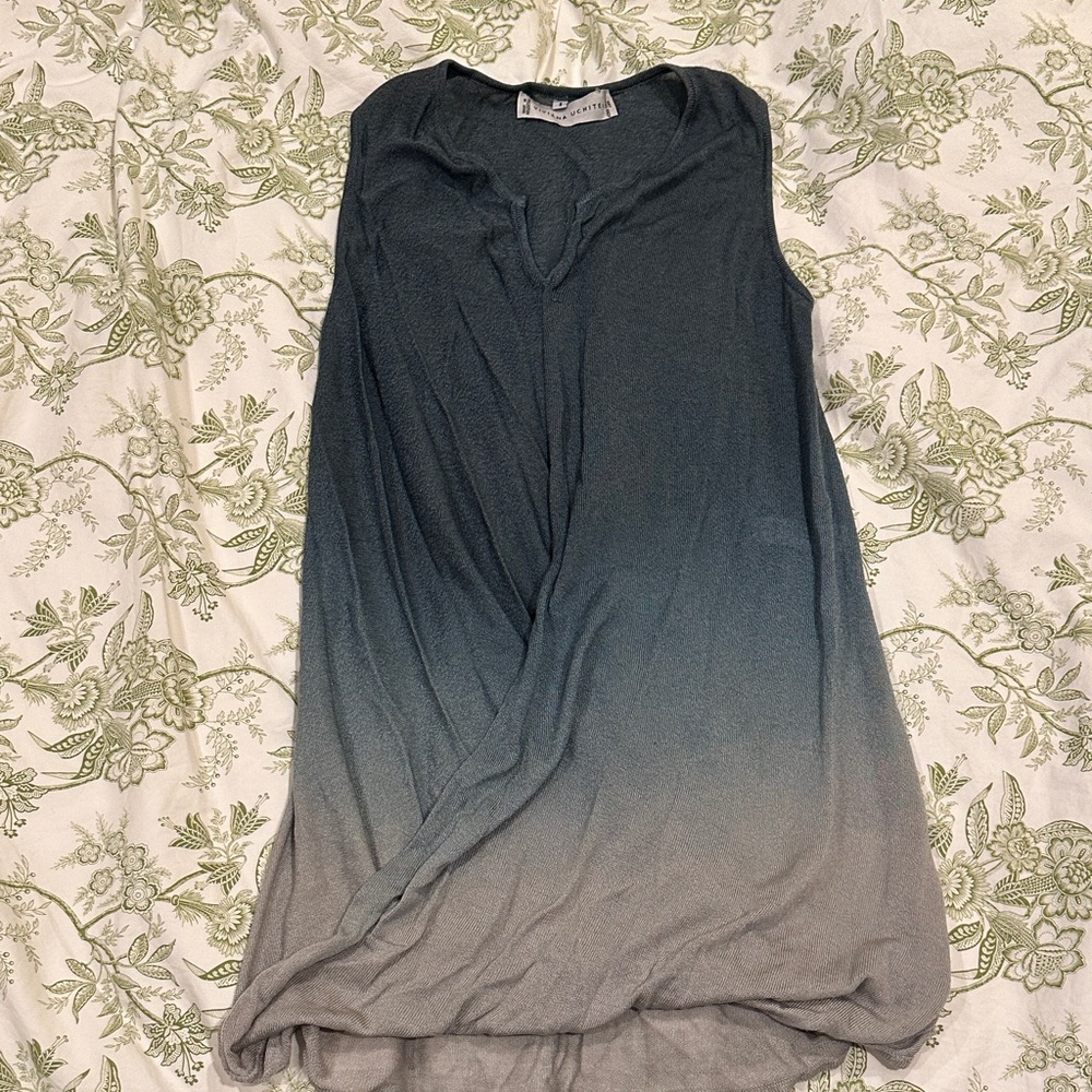 Viviana Uchitel Dark Cyan and Gray Knit Ombre Tank Top